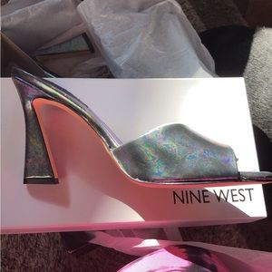 Nine West kool3 slide sandal purple green blue oil slick color brand new 8.5